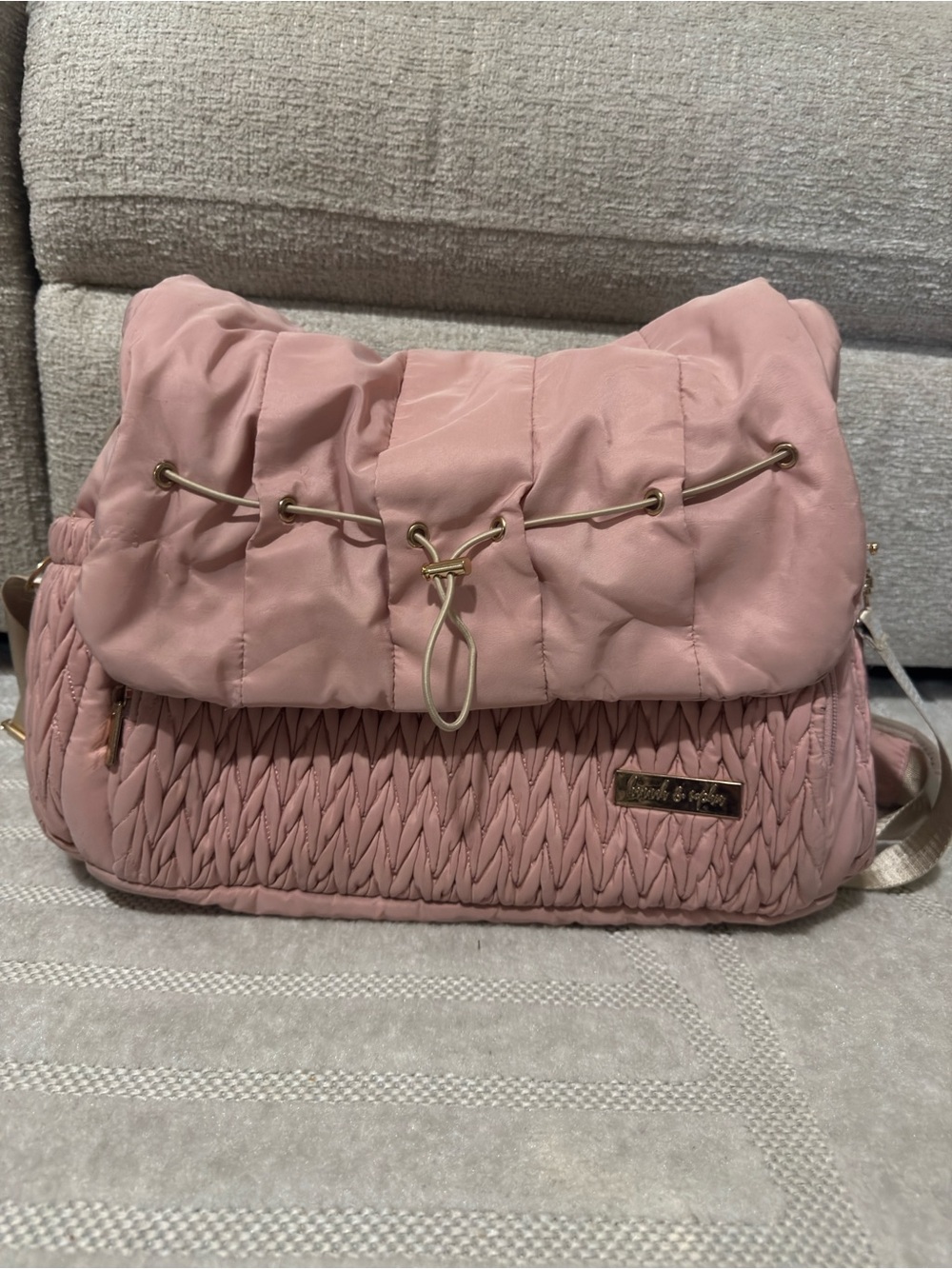 Pink Quilted diaper Shoulder Bag
